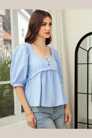Merkloos Tuniek dames zomerblouse met V-hals, dames elegante casual top dames XL