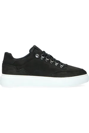 Manfield Heren - Zwarte nubuck sneakers