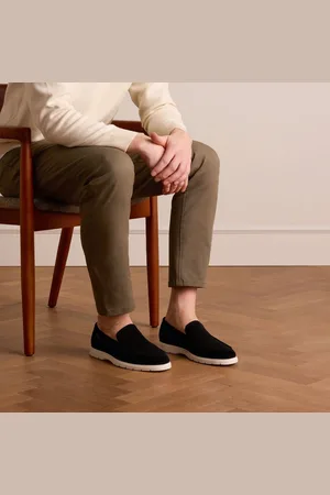Manfield Heren - Zwarte suède loafers