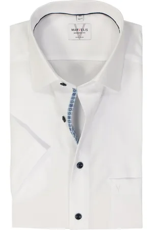 Marvelis Modern fit overhemd - korte mouw - popeline - - Strijkvrij - Boordmaat: 43