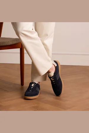 Manfield Heren - Navy blauwe suède sneakers