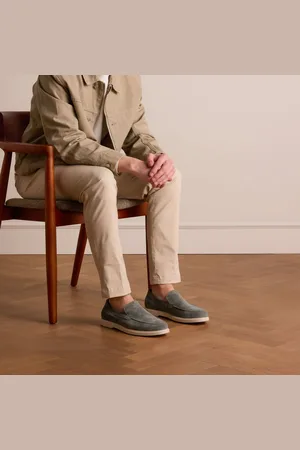 Manfield Heren - Blauwe suède loafers