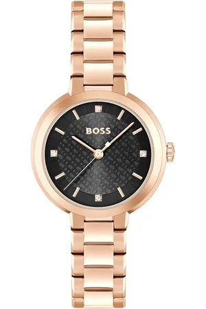 HUGO BOSS HB1502760 SENA Dames Horloge - Mineraalglas - Staal - Ros?? goudkleurig - 34 mm breed - Quartz - Vouw/Vlindersluiting - 3 ATM (spatwater)