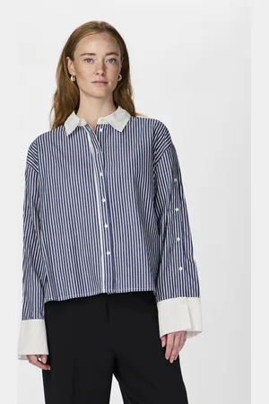 Y.A.S Stria LS Shirt Star White Stripes Blue