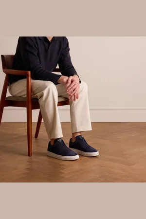 Manfield Heren - Blauwe suède loafers