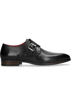 Manfield Heren - Zwarte leren gespschoenen