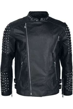 Rock Rebel Imitatieleren jack met kanten studs Mannen - L