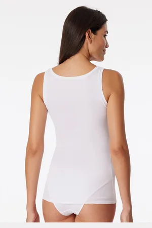 Schiesser Pure Rib singlet (1-pack) - dames tanktop dubbelrib biologisch katoen zwart