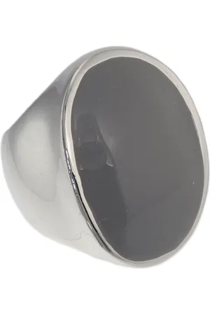 Behave Ring - Zilverkleurige Ovale Statement Ring met Grijze Epoxy – Stijlvol & modern - 19mm