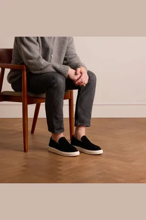 Manfield Heren - Zwarte suède loafers met sportieve zool