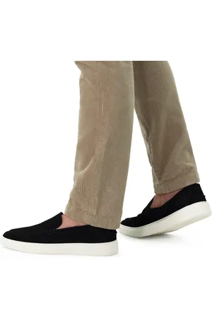 Manfield Heren - Zwarte suède loafers met sportieve zool
