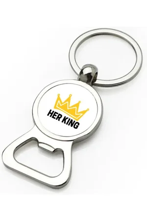 Akyol Her king flesopener - Verjaardag - haar - hem - grappige tekst - 9 bij 3 cm