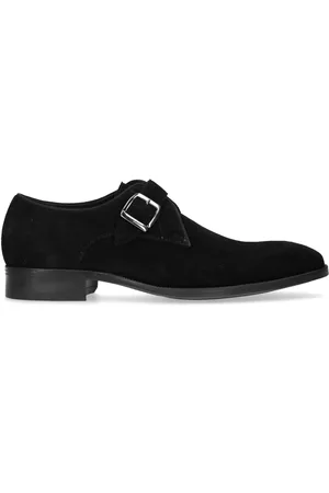 Manfield Heren - Zwarte suède gespschoenen