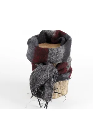 Sjaal met Verhaal Sjaal 140x30 cm wol-look groen-bordeaux-bruin