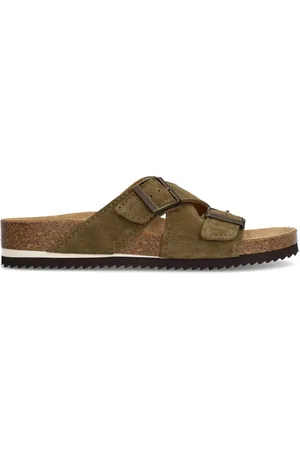 Manfield Heren - Groene suède slippers
