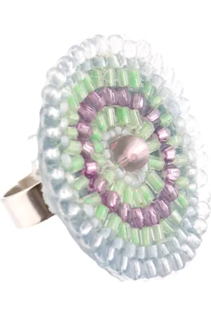 Behave Ring - Handgemaakte verstelbare ring met blauwe, paarse en groene kralen – Boho-chic