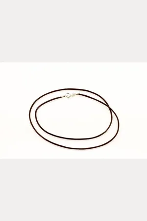 AuBor ®. Leren ketting met zilveren sluiting. . 1mm × 85cm