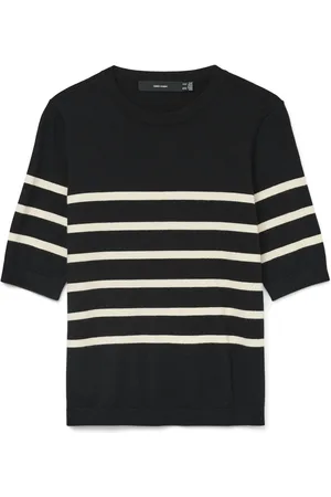 VERO MODA Trui Vmsaba Plain Ss O-neck Pullover Ga 10306829 Black/w Birch Dames