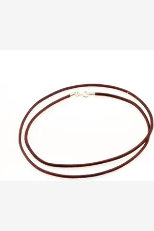 AuBor ®. Leren ketting met zilveren sluiting. . 2mm × 85cm