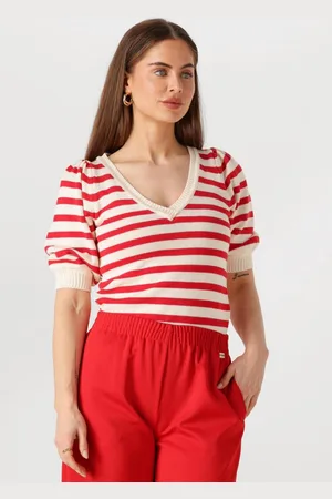 POM Amsterdam Striped Scarlet Truien & vesten Dames - Sweater - Hoodie - Vest-