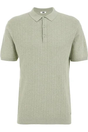 WE Fashion Fijngebreide katoenen polo met structuur