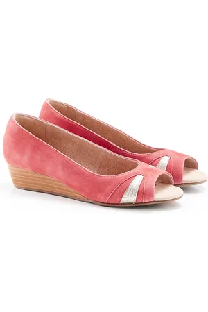 Damart Ballerina in 2 leersoorten met sleehak en open top - Vrouwen - - 40