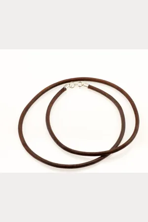 AuBor ®. Leren ketting met zilveren sluiting. . 3mm × 70cm