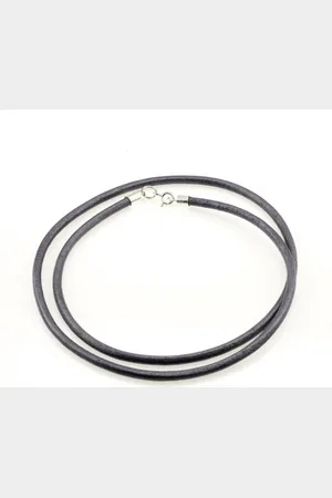 AuBor ®. Leren ketting met zilveren sluiting. . 3mm × 65cm