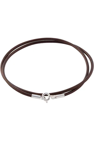 AuBor ®. Leren ketting met zilveren sluiting. . 1mm × 85cm
