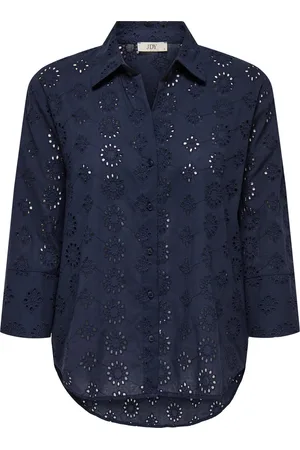 JDY Jacqueline de Yong Blouse tallie 3/4 Long Shirt Wvn Noos 15292179 Black Iris/2024 Brode Dames