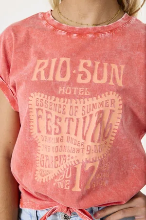 Garcia Meisjes Chest print T-shirt Rood Korte mouw