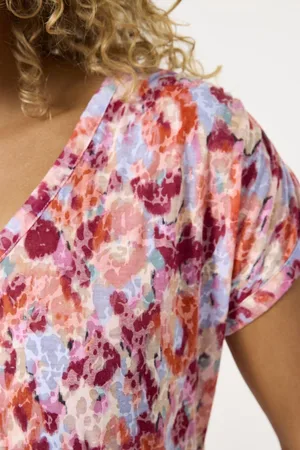 Garcia Dames All over print T-shirt Rood Korte mouw