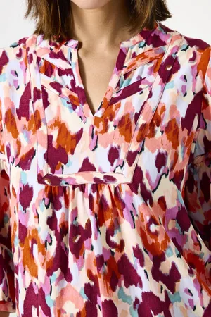 Garcia Dames All over print Blouse Rood 3/4 sleeve
