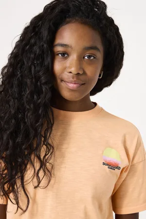 Garcia Meisjes Chest print T-shirt Oranje Korte mouw