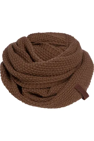 Knit Factory Coco Gebreide Colsjaal - Ronde Sjaal - Nekwarmer - Wollen Sjaal - Bruine Colsjaal - Dames sjaal - Heren sjaal - Unisex - - One Size