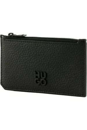 HUGO BOSS Leren Kaarthouder Nesh Zip Coincard Zwart
