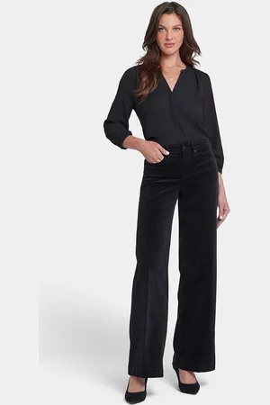 NYDJ Teresa Wide Leg Broek Zwart Corduroy