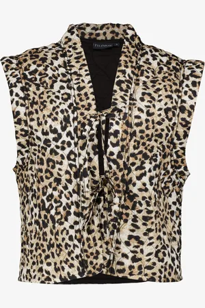 TwoDay Dames gilet met strikjes luipaardprint -