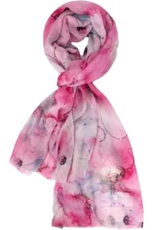 Merkloos Dunne Sjaal - Print - (21244#) - Fuchsia/Roze