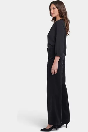 NYDJ Teresa Wide Leg Broek Zwart Corduroy
