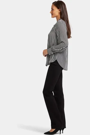 NYDJ Ruffle Neck Blouse Gestreept