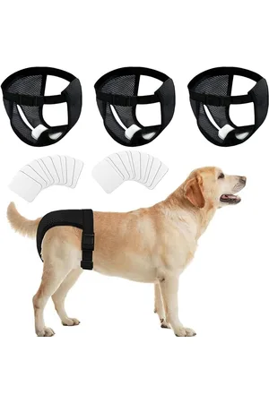 Merkloos 3 Pack Honden Seizoen Broek met 19 Maandverbanden - Wasbare Verstelbare Luiers voor Vrouwelijke Honden in Heat