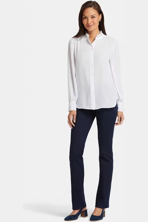 NYDJ Ruffle Neck Blouse Wit