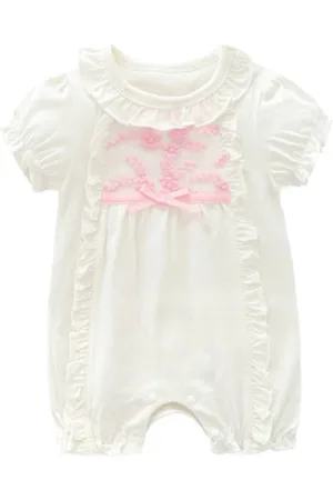 Merkloos Baby kanten romper - maat 59