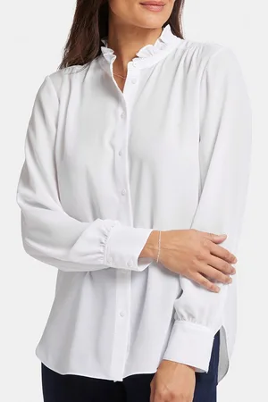 NYDJ Ruffle Neck Blouse Wit