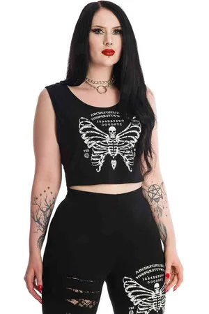 Banned Retro SKELETON BUTTERFLY Crop top - S