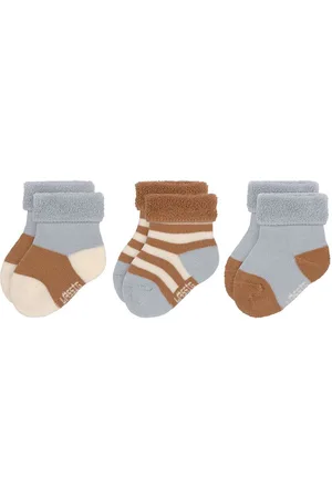 LÄSSIG Badstof Sokken GOTS light blue/caramel (3-pack)