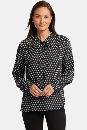 NYDJ Tie-Neck Blouse Grafische Print