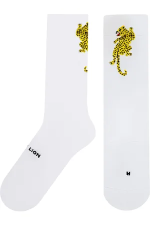 Jimmy Lion Performance Leopard White Unisex Sokken - - 41-46