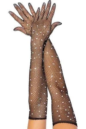 Merkloos Leg Avenue Rhinestone Fishnet Opera Lange Handschoenen